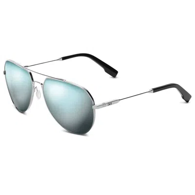 Ivi Vision Unisex Blake Aviator Sunglasses In Chome/ Blue Chrome Flash Lens In Multi