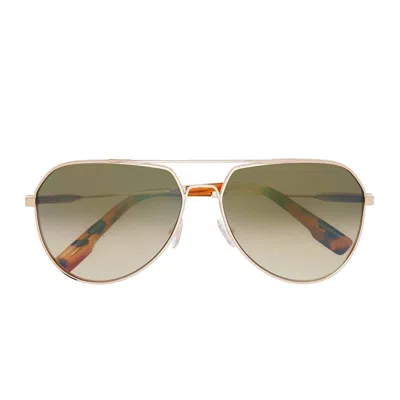 Ivi Vision Unisex Blake Polished Sunglasses In Gold / Green Gradient A/r Lans In Multi