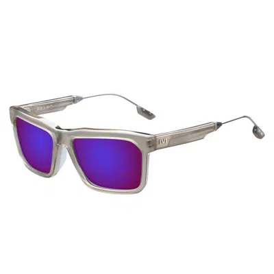 Ivi Vision Unisex Deano Dust Sunglasses In Matte Grey / Amethyst Flame Flash Lens In Purple