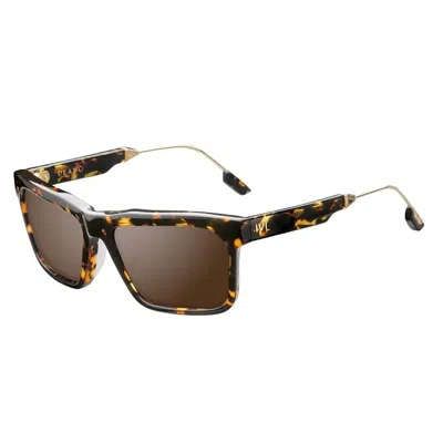 Ivi Vision Unisex Deano Sunglasses In Ambercomb Tortoise/ Bronze Ar Lens In Brown
