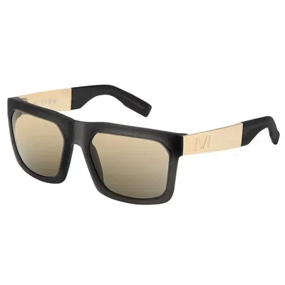 Ivi Vision Unisex Giving Sunglasses In Matte Grey/ Gold Flash Lens In Black