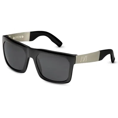 Ivi Vision Unisex Giving Sunglasses In Polished Black/ Grey Lens
