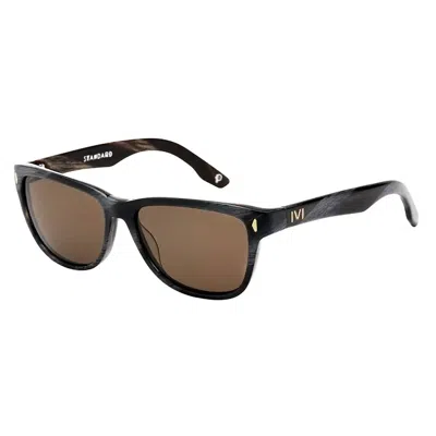Ivi Vision Unisex Standard Sunglasses In Double Horn/ Bronze Polarized Lens In Black