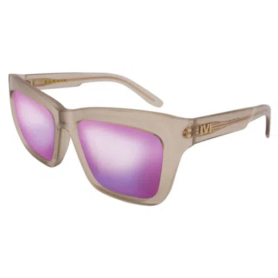 Ivi Vision Women's Bonnie Wayfarer Sunglasses In Polished Nude / Amethyst Flame Flash Lens In Purple