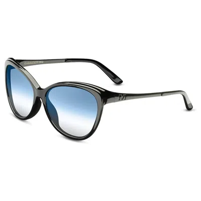 Ivi Vision Women's Daggerwing Sunglasses In Polished Black/ Blue Gradient Flash Lens In Multi