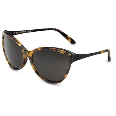 Ivi Vision Women's Daggerwing Sunglasses In Vintage Tortoise - Matte Black / Grey Lens In Brown