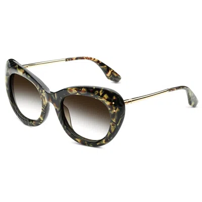 Ivi Vision Women's Faye Polished Tigers Eye Sunglasses In Brushed Gold / Bronze Gradient Lens In Multi