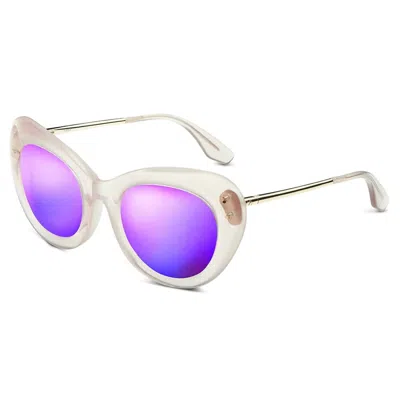 Ivi Vision Women's Faye Round Sunglasses In Beige In White