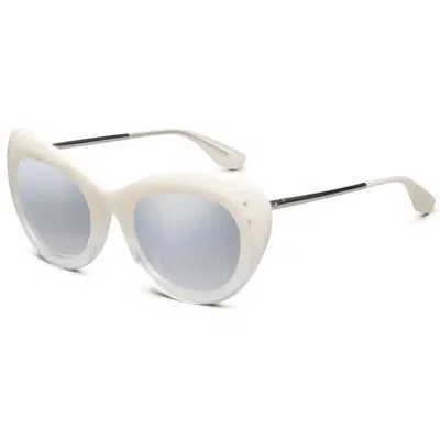 Ivi Vision Women's Faye Sunglasses In Ivory Fade/ Light Blue Chrome Flash Lens In Multi