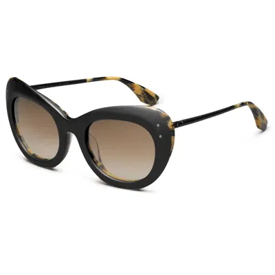 Ivi Vision Women's Faye Sunglasses In Matte Black / Leopard/ Bronze Gradient Lens In Multi