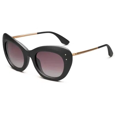 Ivi Vision Women's Faye Sunglasses In Matte Black/ Rose Gradient Lens In Multi