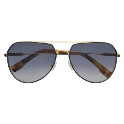 Ivi Vision Women's Gold / Blue Blake Aviator Sunglasses - Gold / Navy Blue In Gold/blue