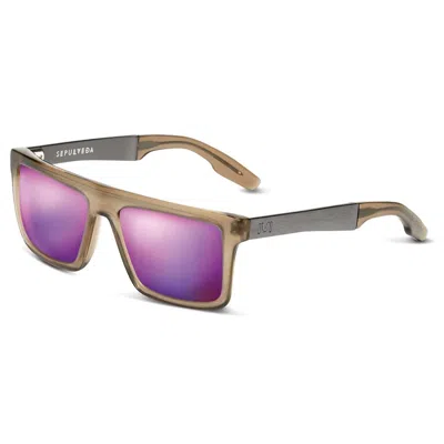 Ivi Vision Women's Sepulveda Sunglasses In Dust - Matte Grey / Amethyst Flame Flash Lens In Purple
