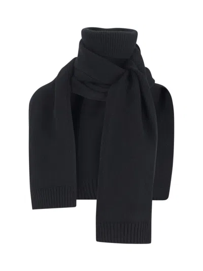 IVIR SOLID BLACK SCARF WITH SMOOTH TEXTURE AND NEAT FINISH