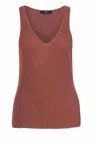 Ivko Knit Ribbed Tank In Bronze In Gold