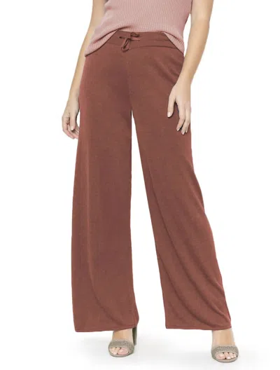 Ivko Wide Leg Linen Knit Pant In Bronze In Brown