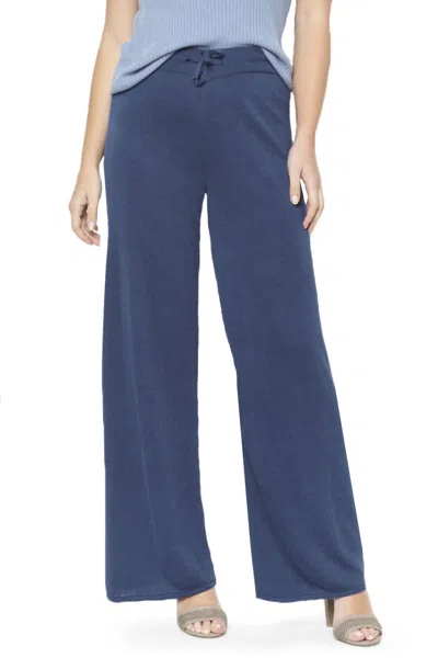 Ivko Wide Leg Linen Knit Pant In Navy In Blue