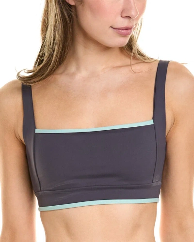 Ivl Collective Contrast Square Neck Bra In Grey