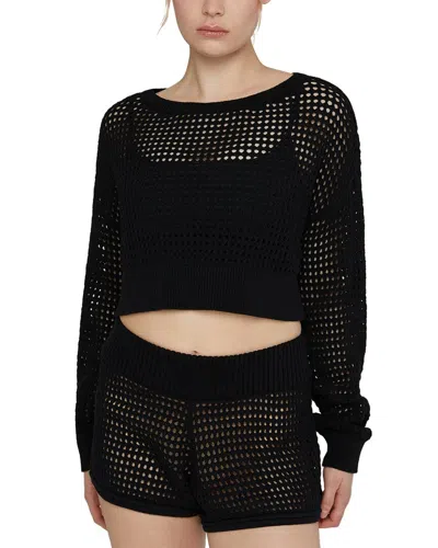 Ivl Collective Knit Mesh Cropped Pullover In Black