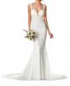 Ivoire By Kitty Chen Catherine Netted Wedding Dress In Ivory/toffee In White
