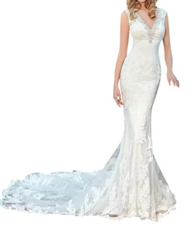 Ivoire By Kitty Chen Elena Fit And Flare Dress In Ivory In Silver