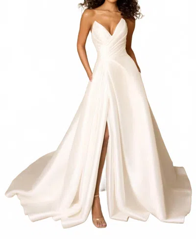 Ivoire By Kitty Chen Flora All Over Satin Dress In Ivory In White