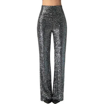 Ivonne All-over Sequin High-rise Flare Pants In Gray