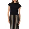 Ivonne Black Dropped Sleeve Top In Black