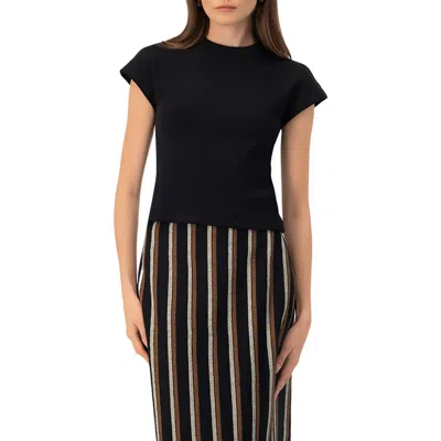 Ivonne Black Dropped Sleeve Top