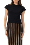 Ivonne Black Dropped Sleeve Top In Black