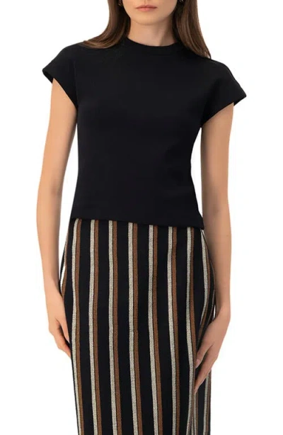 IVONNE IVONNE BLACK DROPPED SLEEVE TOP