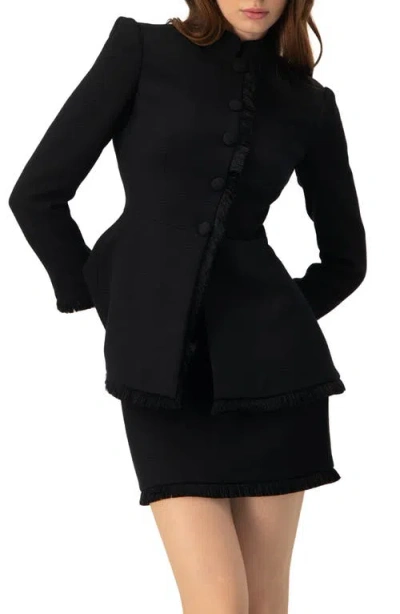 Ivonne Blazer With Fringe Detail In Black