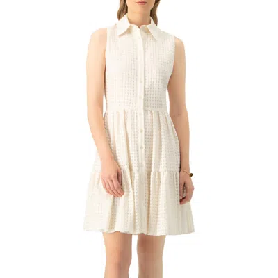 Ivonne Button-up Sleeveless A-line Knit Dress In White