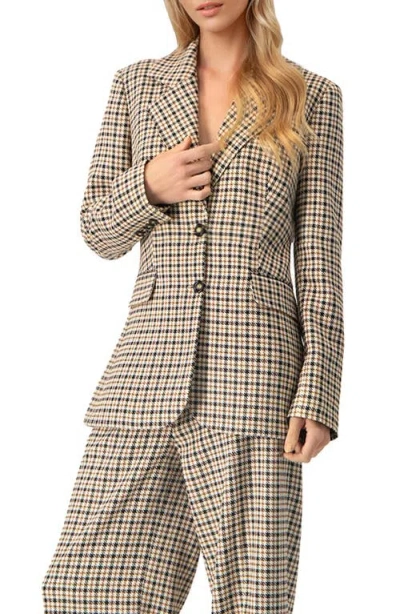 Ivonne Checked Two Button Blazer In Brown