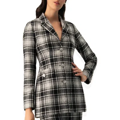 Ivonne Checkered Three Button Blazer In Black