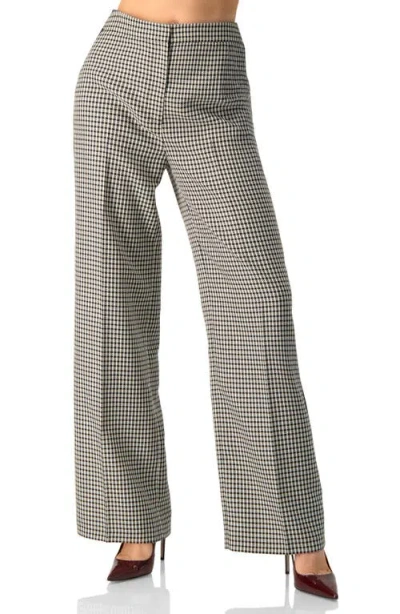 Ivonne Checkered Wide-leg Trousers With Side Stripe In Black