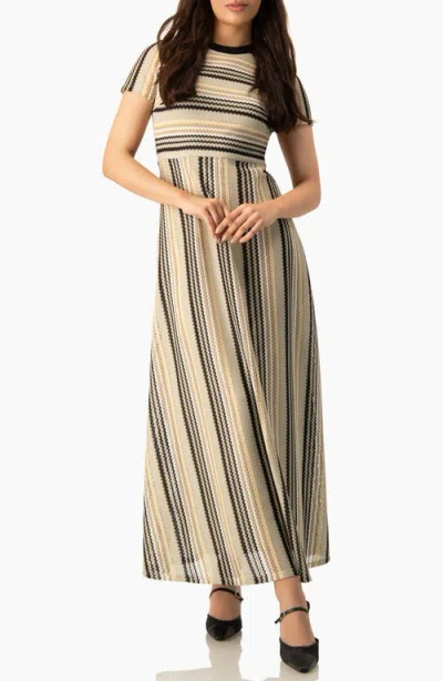 Ivonne Chevron Stripe Crochet Knit Maxi Dress In Multi