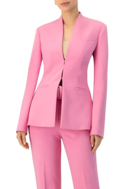 Ivonne Collarless Straight Blazer In Pink
