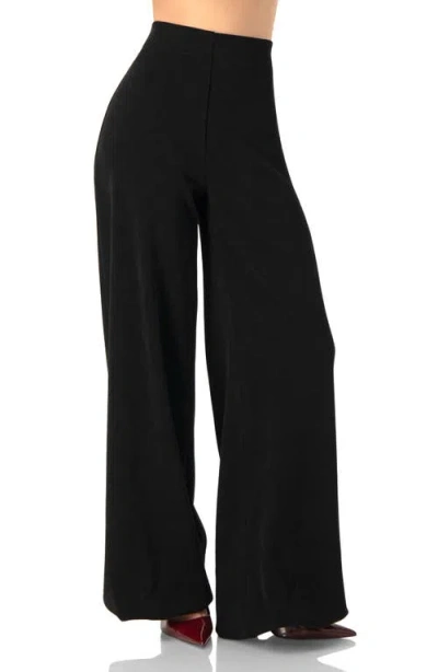 Ivonne Corduroy High-waisted Wide-leg Trousers In Black