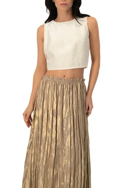 Ivonne Cropped Sleeveless Top With Back Zip In Brown