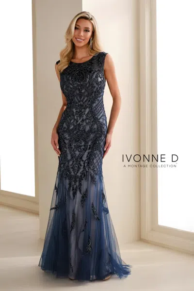 Ivonne D 116d31 Long Formal Beaded Evening Gown In Multi