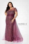 Ivonne D 122d62 Long Mother Of The Bride Beaded Formal Dress In Brown