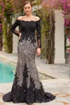 Ivonne D 220d30 Long Formal Lace Mermaid Evening Dress In Black
