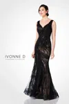Ivonne D 220d36 Beaded Long Formal Fitted Evening Dress In Multi