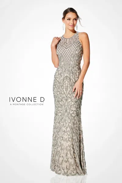 Ivonne D 221d55 Fitted Long Formal Beaded Evening Dress