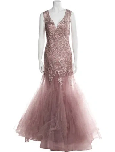 Pre-owned Ivonne D Colorblock Pattern Long Dress W/ Tags In Pink