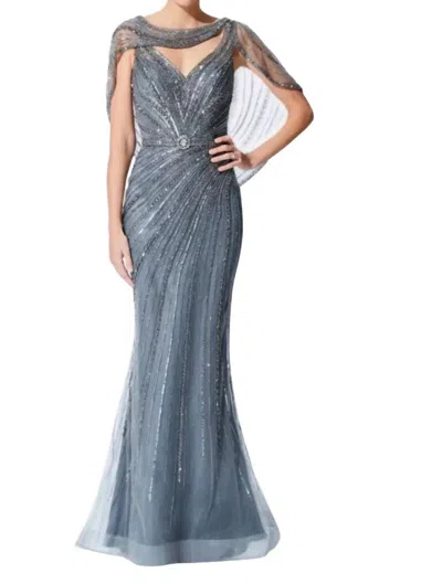 Ivonne D Evening Dress In Steel Gray In Multi