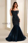 Ivonne D Id1402 Long Mermaid Formal Beaded Evening Gown In Blue