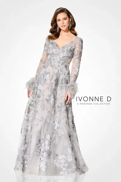 Ivonne D Id307 Long Sleeve Mother Of The Bride Formal Dress In Gray