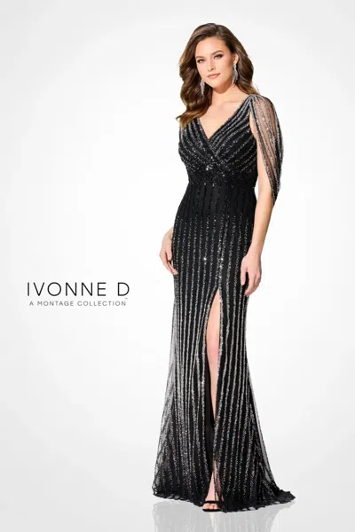 Ivonne D Id309 Long Beaded Sequin Formal Evening Gown In Multi